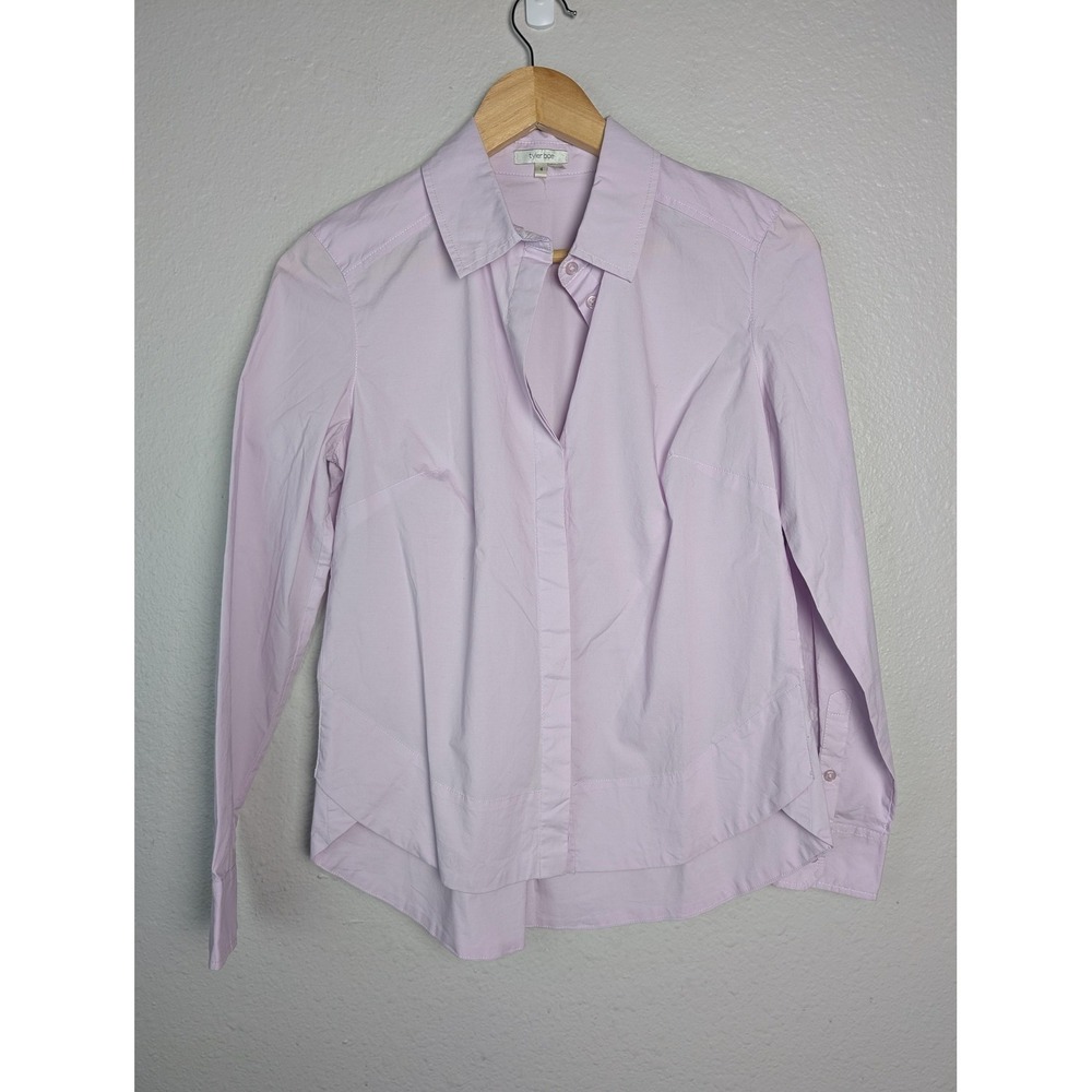 Tyler Böe Shirt Womens 4 Purple Solid Button Up Long Sleeve Stretch‎ Top